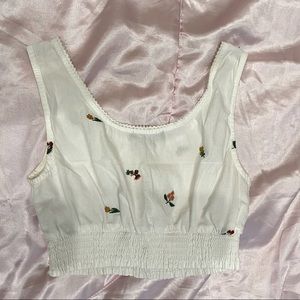 Embroidered Flower Crop Top
